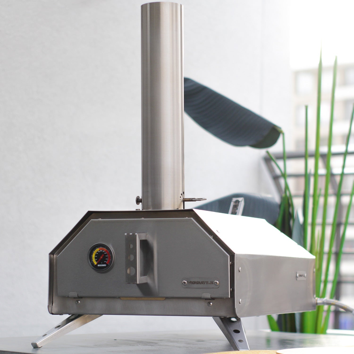 Horno Pizzero Gas y Leña1#Gris Plata