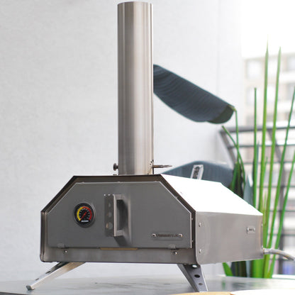 Horno Pizzero Gas y Leña1#Gris Plata