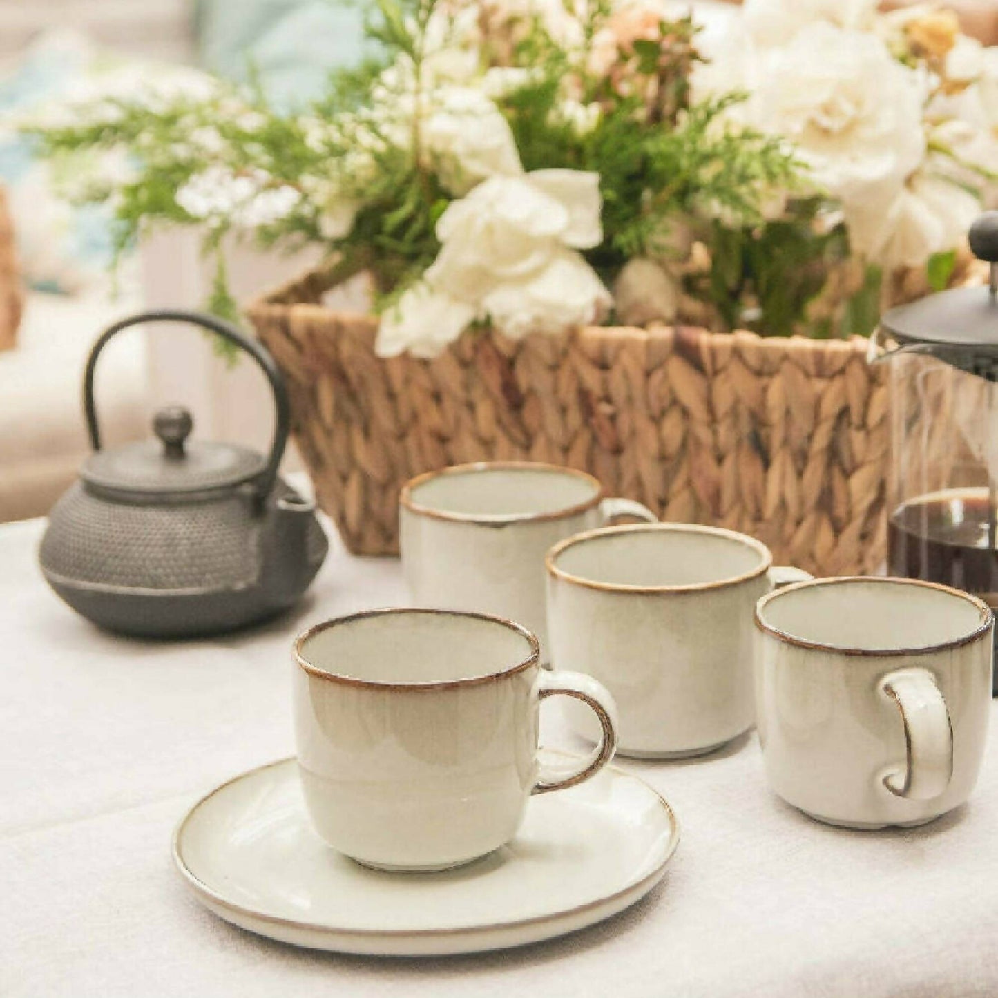 Juego Loza Beige Borde Vintage 16 Pzs3#Beige