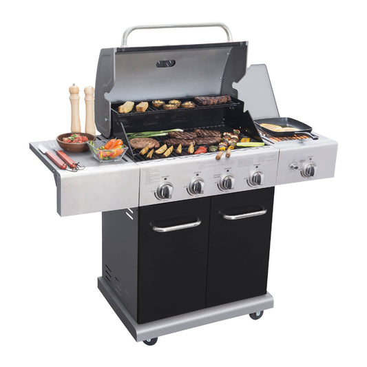 Parrilla Texas Black 4 Quemadores + Quemador Lateral BBQ401GCIB1#Negro