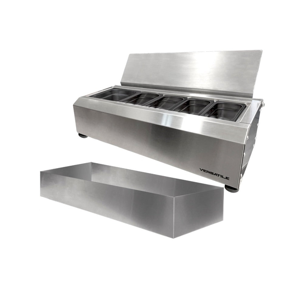 Salsera 5 Estaciones 700 Policarbonato c/ Bandeja Frío2#Acero