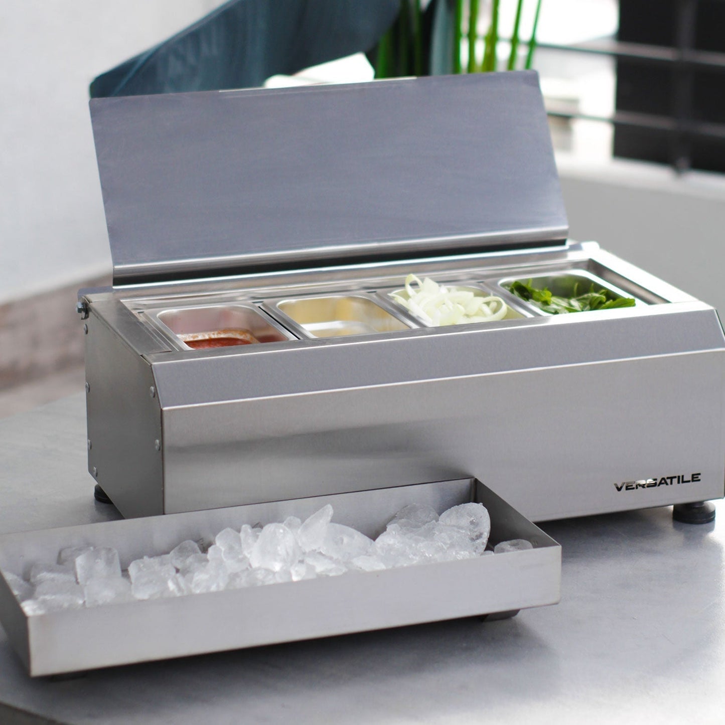 Salsera 4 Estaciones 520 -IN con Bandeja Frio1#Gris