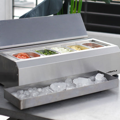 Salsera 5 Estaciones 700 Inox  c/ Bandeja Frio Inox1#Acero