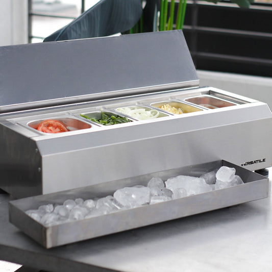 Salsera 5 Estaciones 700 Inox  c/ Bandeja Frio Inox1#Acero