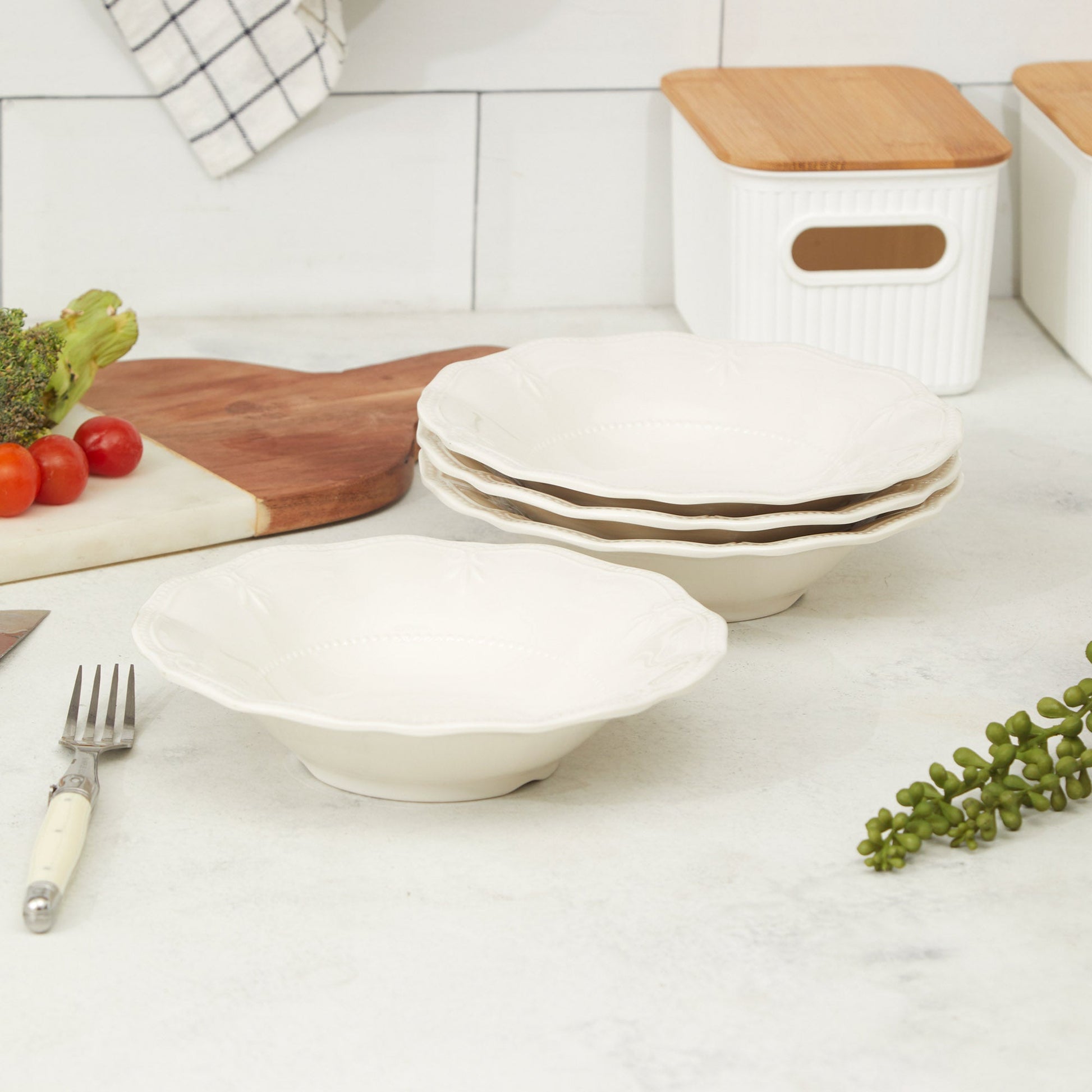 Set 4 Bowls Flores 20,4 Cm1#Blanco