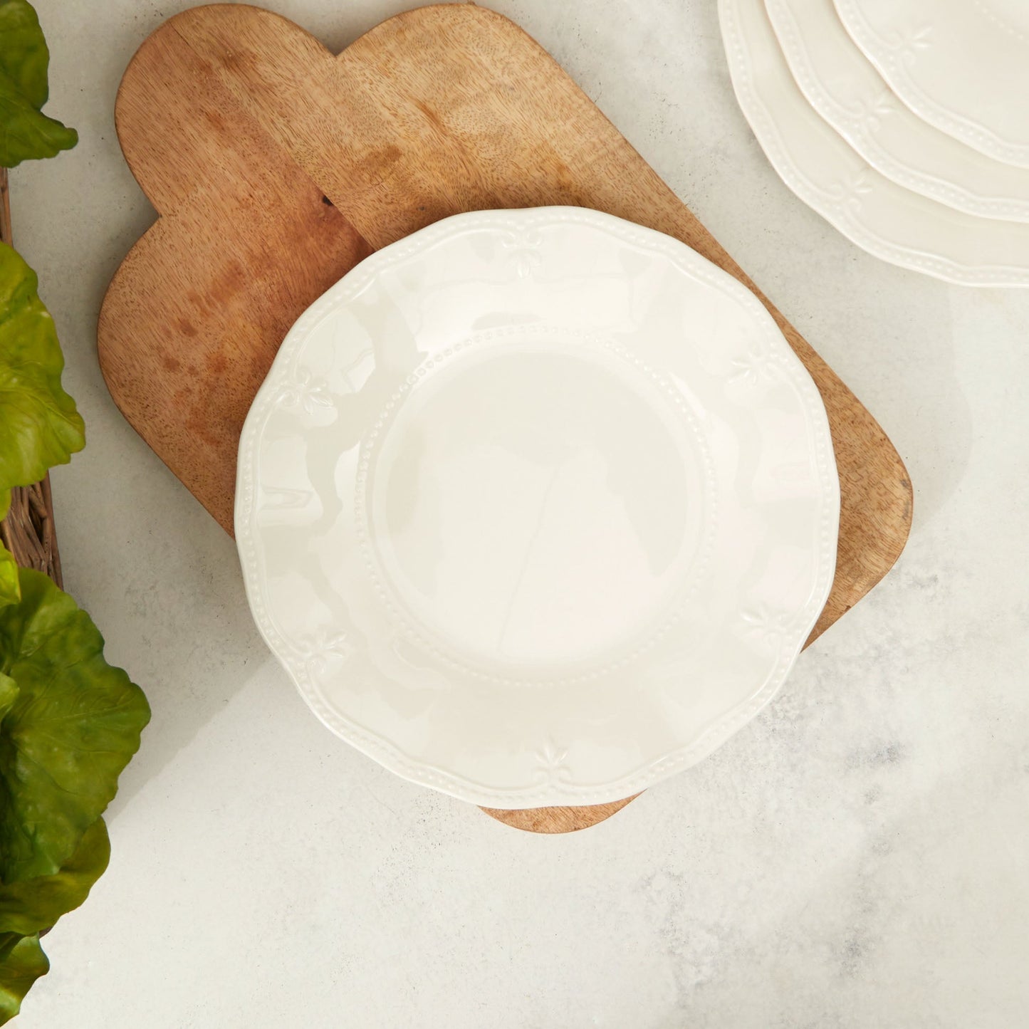 Set 4 Platos Ensalada Flores 21,6 Cm1#Blanco