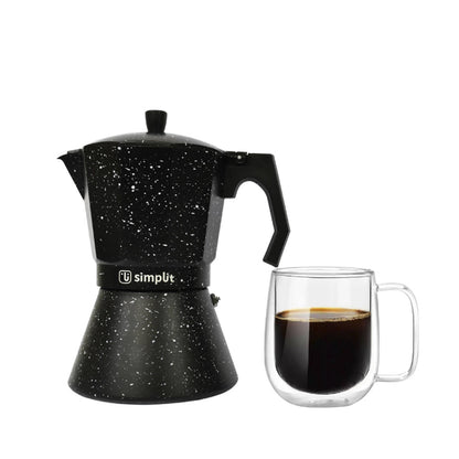 Pack Cafetera Italiana 4 Tazas + Taza Doble Pared2#Negro