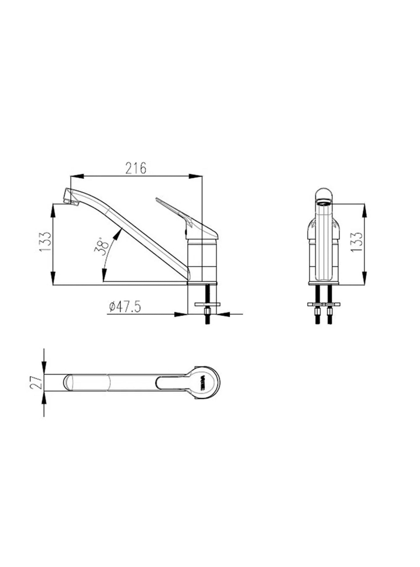 Grifería Monomando Lavaplatos Troya3#Plata