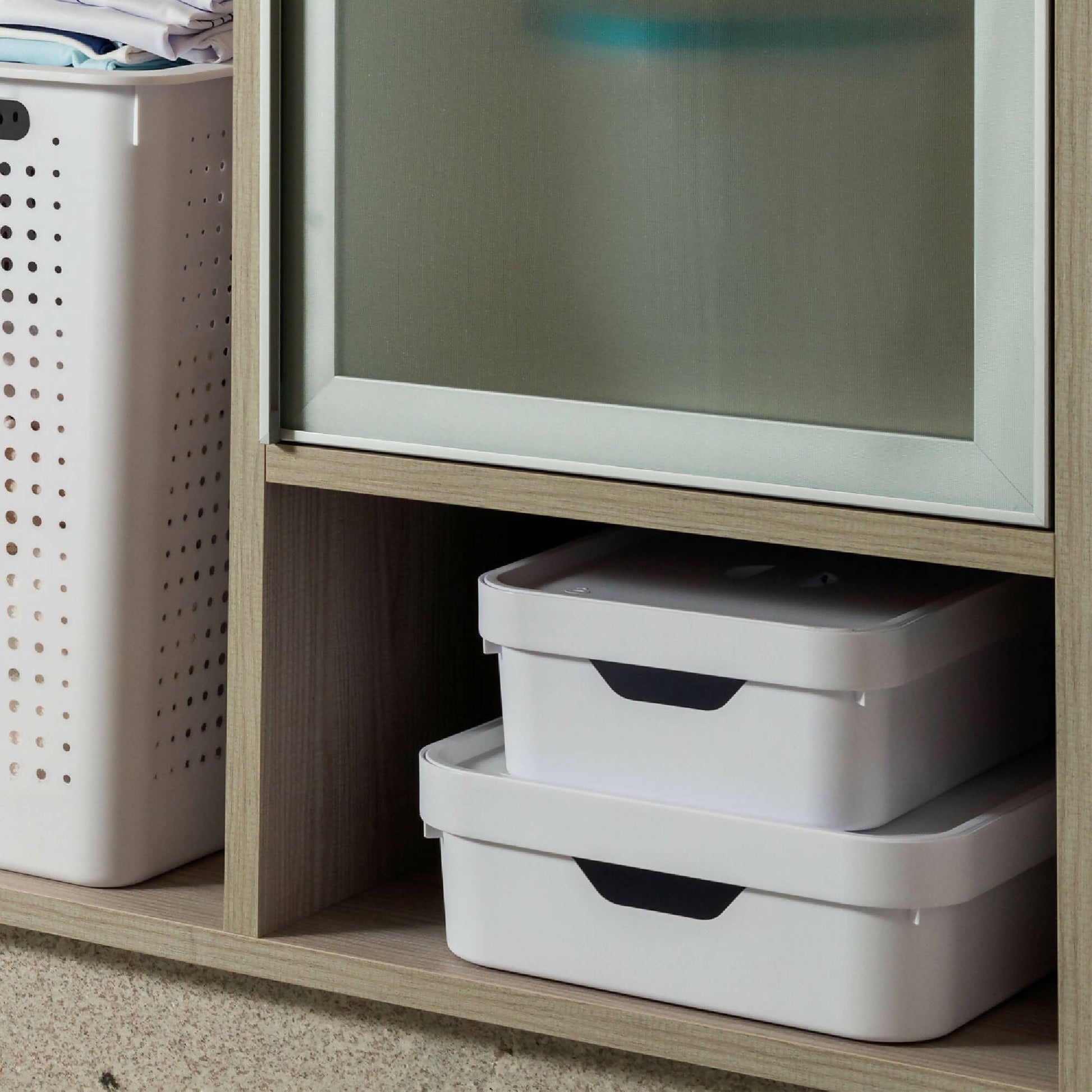 Caja Cube M Con Tapa5#Beige