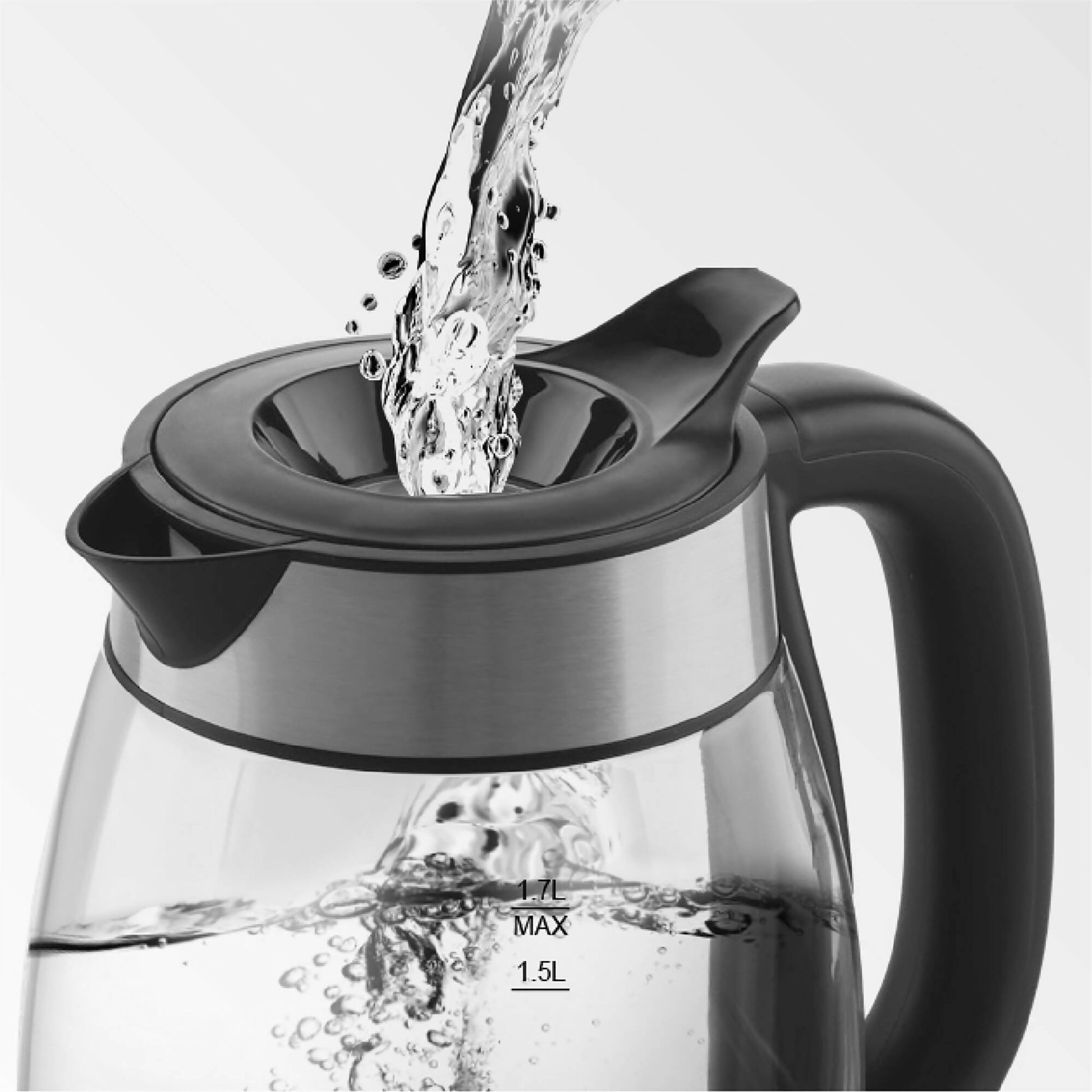 Hervidor De Vidrio Easy Fill Glass 1.7 Lts3#Negro|Acero