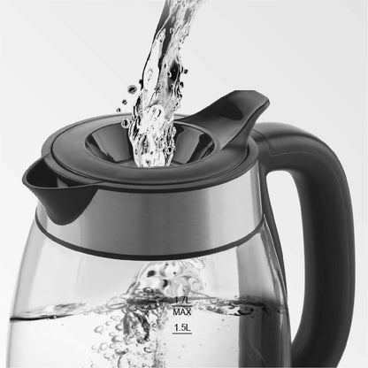 Hervidor De Vidrio Easy Fill Glass 1.7 Lts3#Negro|Acero