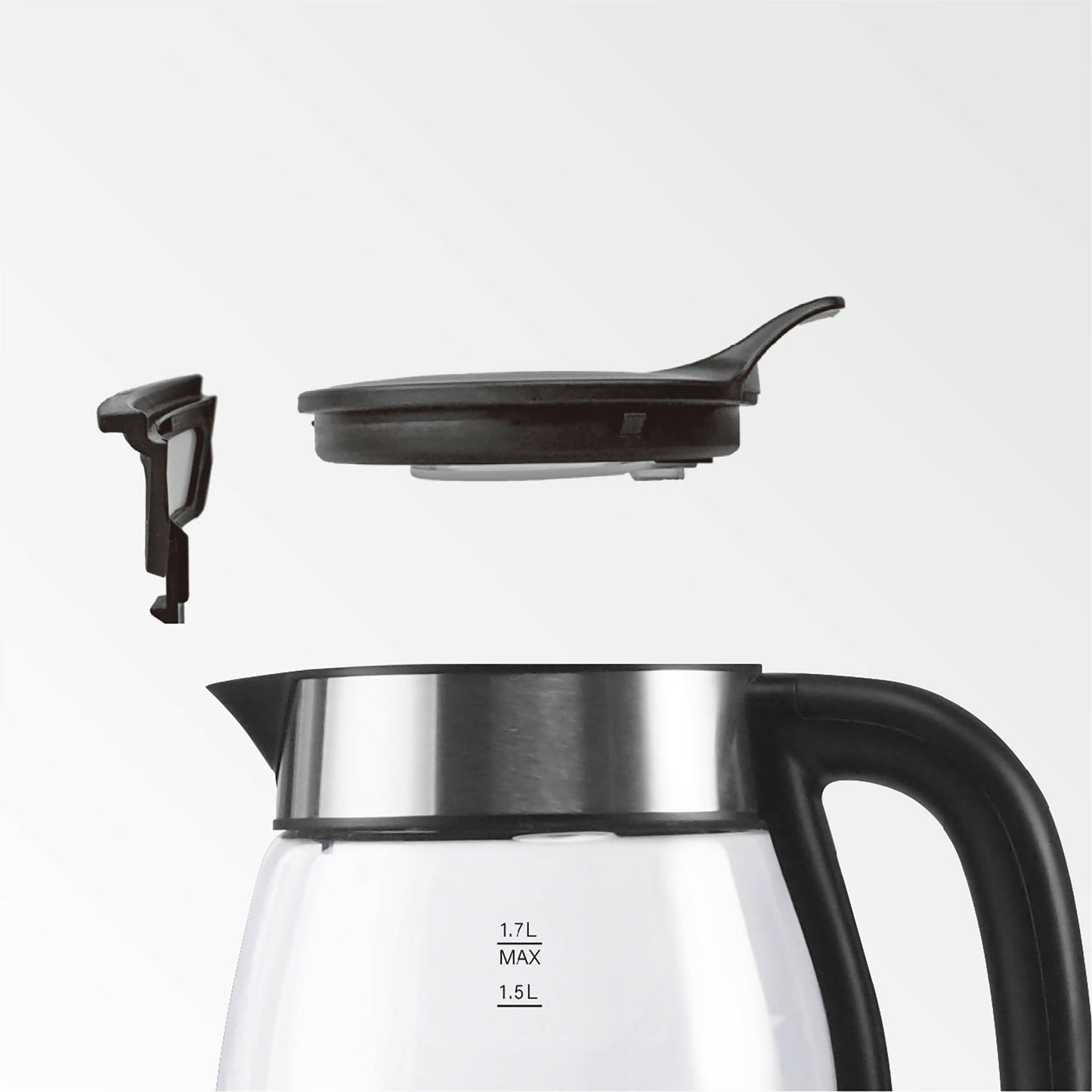 Hervidor De Vidrio Easy Fill Glass 1.7 Lts4#Negro|Acero