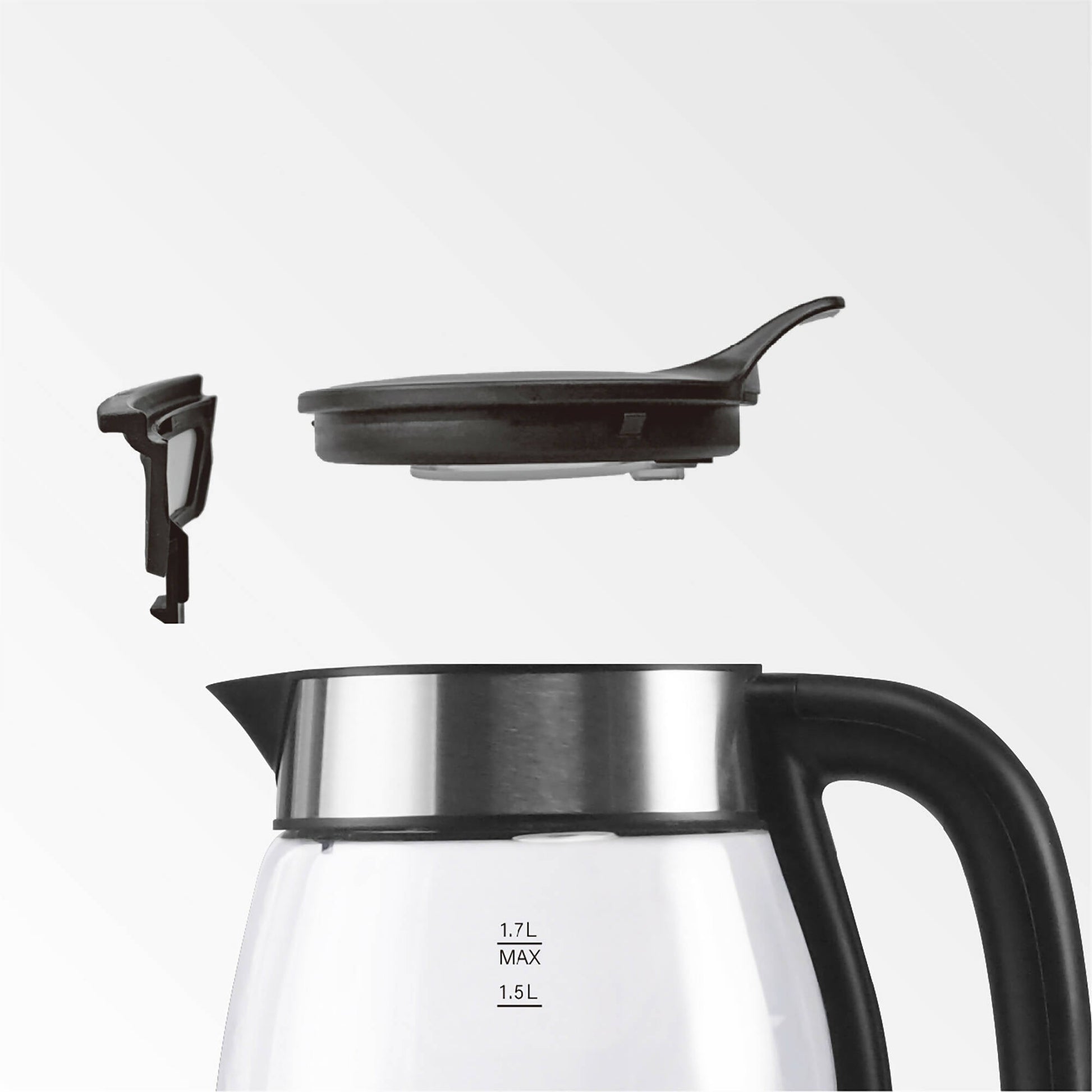 Hervidor De Vidrio Easy Fill Glass 1.7 Lts4#Negro|Acero