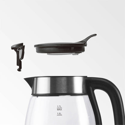 Hervidor De Vidrio Easy Fill Glass 1.7 Lts4#Negro|Acero