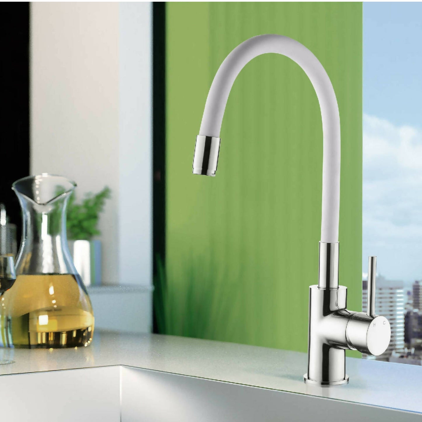 Grifería Monomando Flexible Wolobby2#Blanco