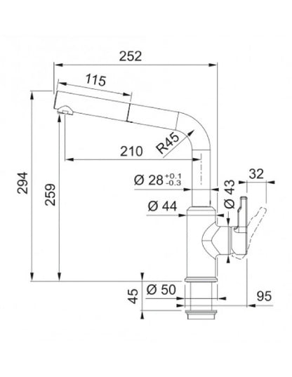 Grifería Urban Nozzle L-spout Side HP On