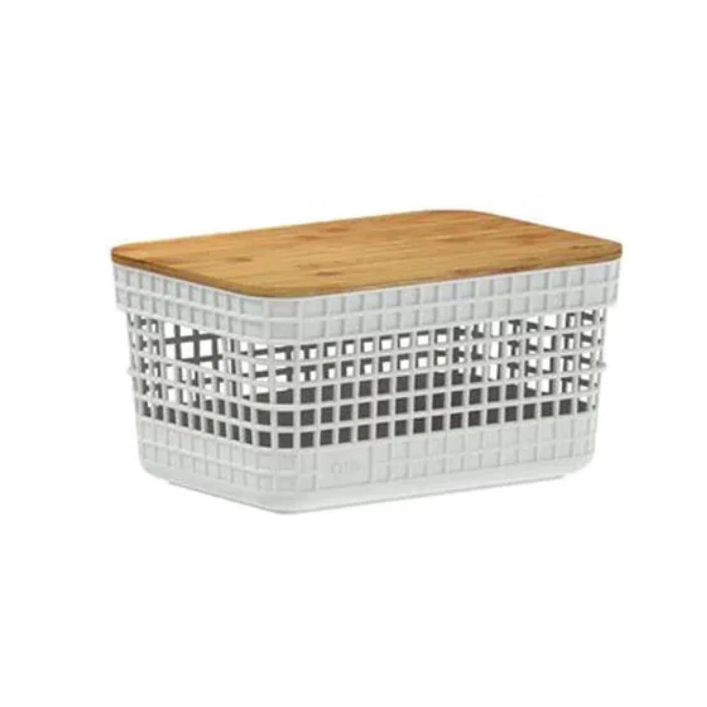 Cesta Grid Con Tapa De Bambú 2.5 Lts3#Blanco