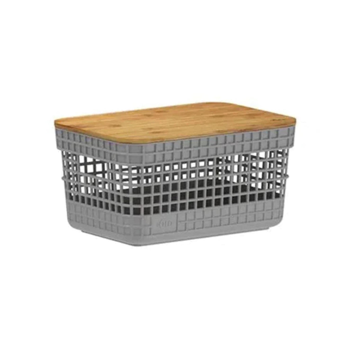 Cesta Grid Con Tapa De Bambú 2.5 Lts2#Gris