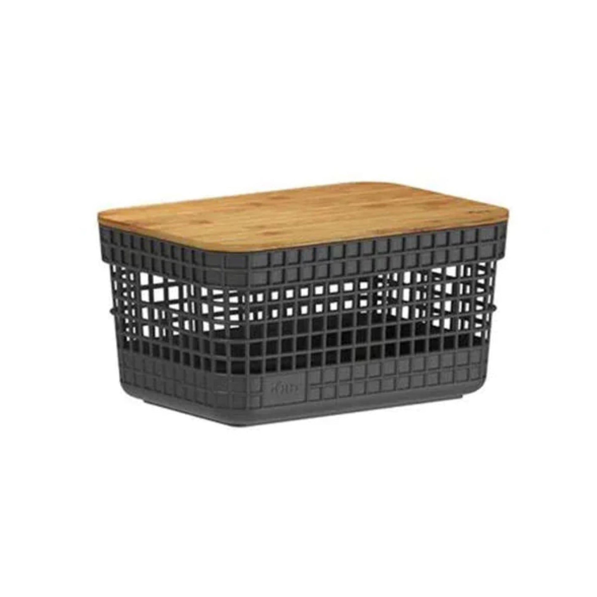 Cesta Grid Con Tapa De Bambú 2.5 Lts1#Negro