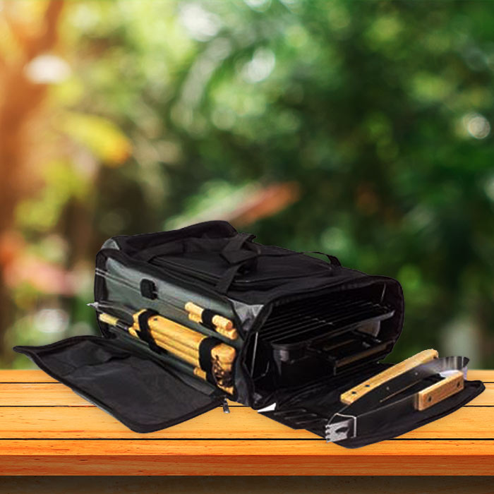 Set Bolso Cooler Parrilla 9 Herramientas1#Negro