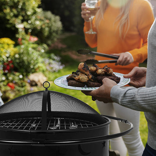 Brasero Metal Leña Carbón Con Tapa