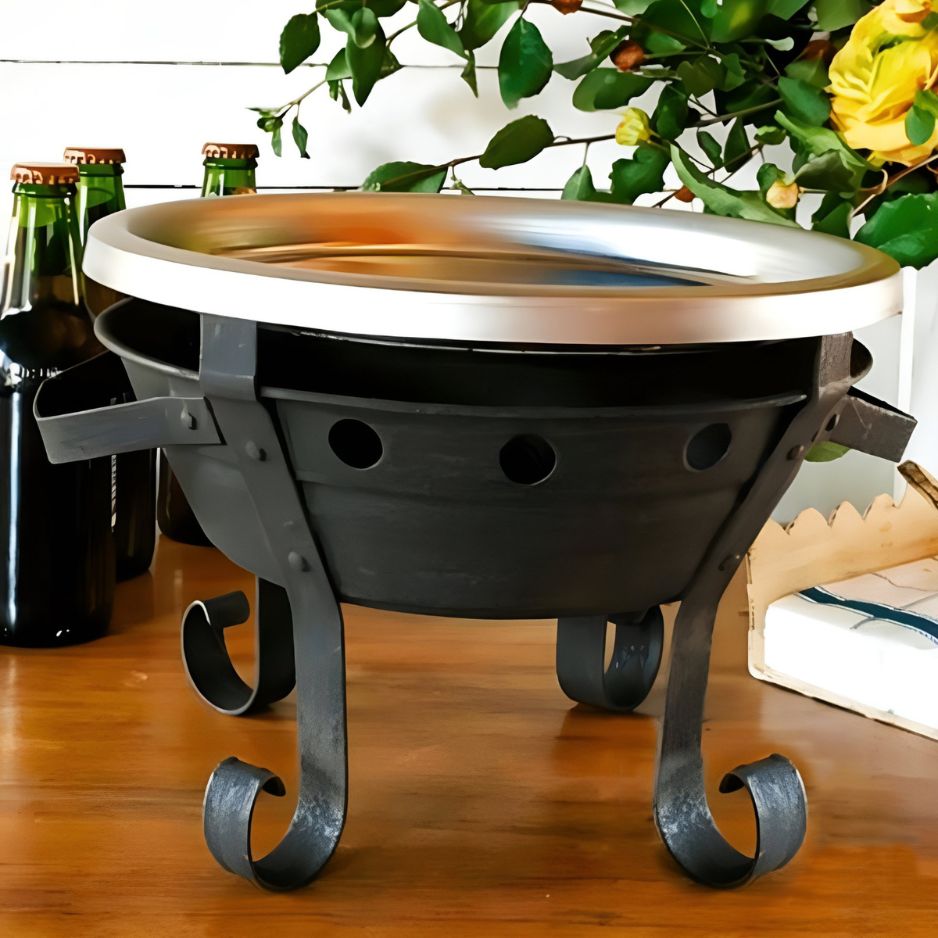 Brasero Parrilla De Mesa Chapa Enlozada 26x20 cm1#Negro