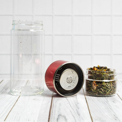 Botella infusora doble vidrio2#Rosado