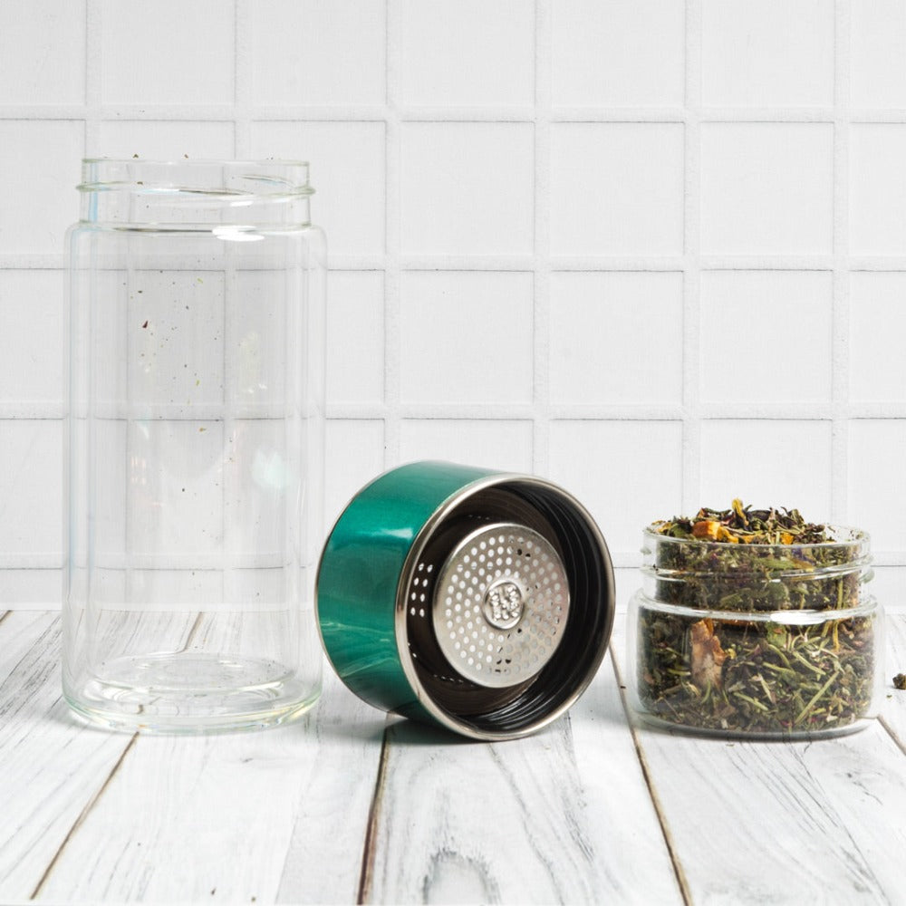Botella infusora doble vidrio1#Verde