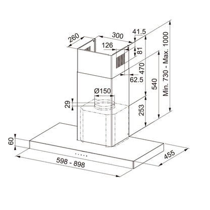 Campana Pared FCR 925 TC BK XS2#Acero