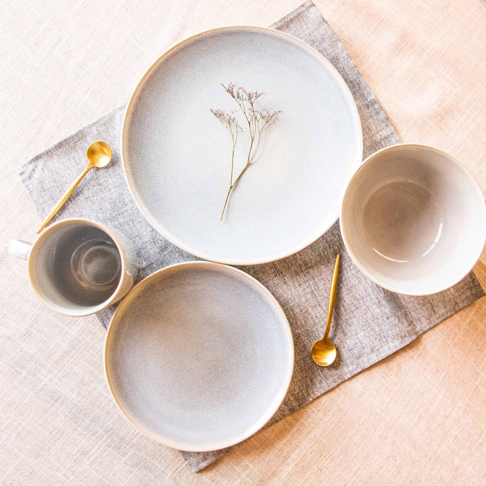 Juego Loza Cerámica Rústica 16 Pzs6#Celeste