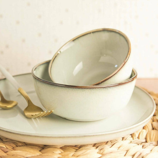 Juego Loza Beige Borde Vintage 16 Pzs1#Beige