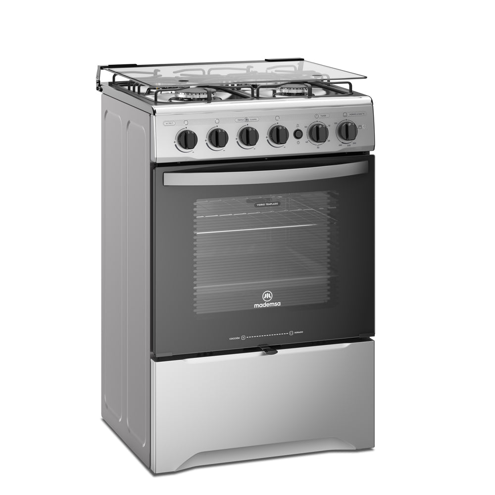 Cocina A Gas 4 Platos Inox Con Triple Llama y Grill M 795 T3#Acero