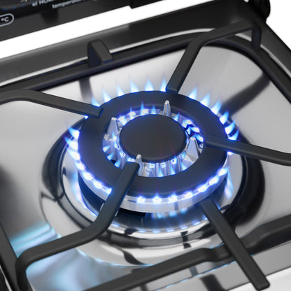 Cocina A Gas 4 Platos Inox Con Triple Llama y Grill M 795 T7#Acero