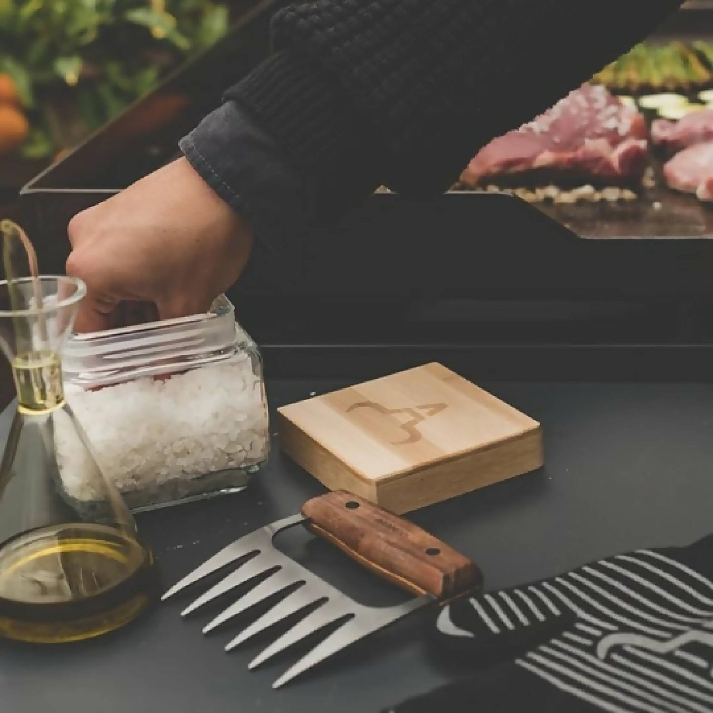 Contenedor De Sal Vidrio Tapa Bamboo3#sin color