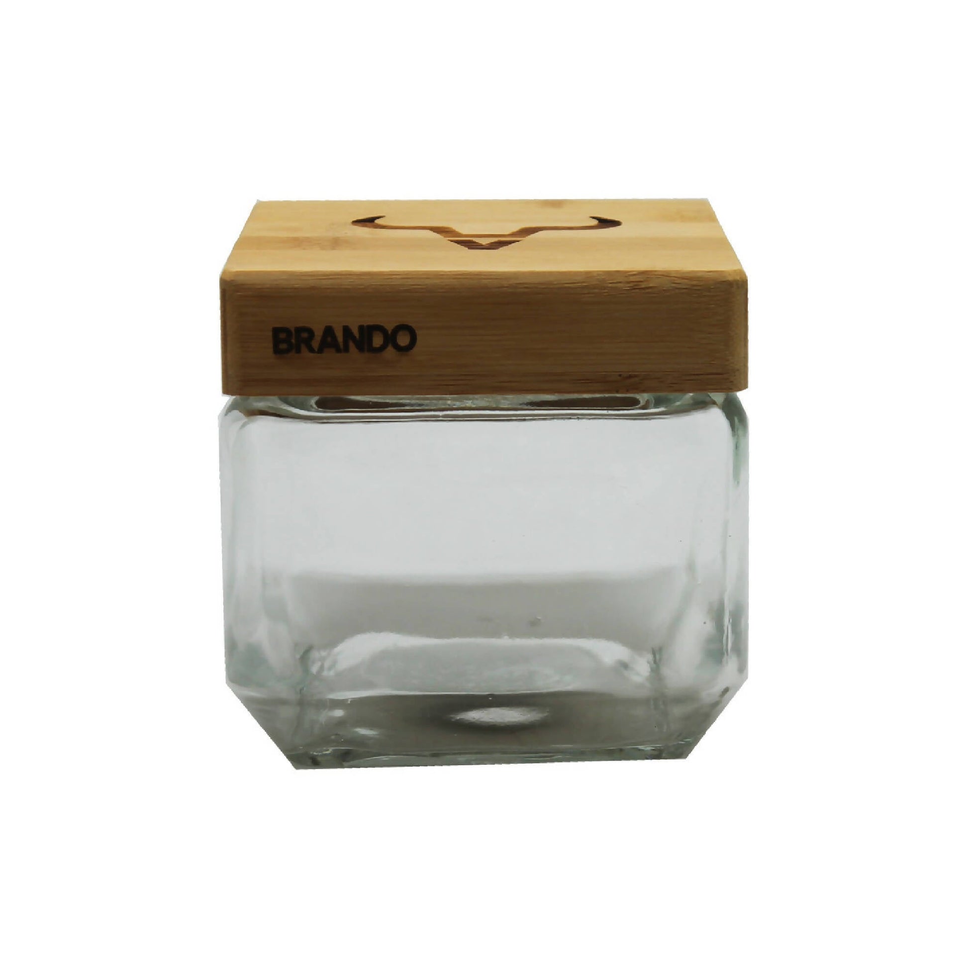 Contenedor De Sal Vidrio Tapa Bamboo1#sin color