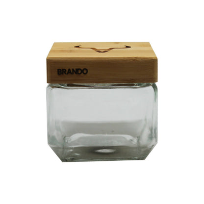 Contenedor De Sal Vidrio Tapa Bamboo1#sin color