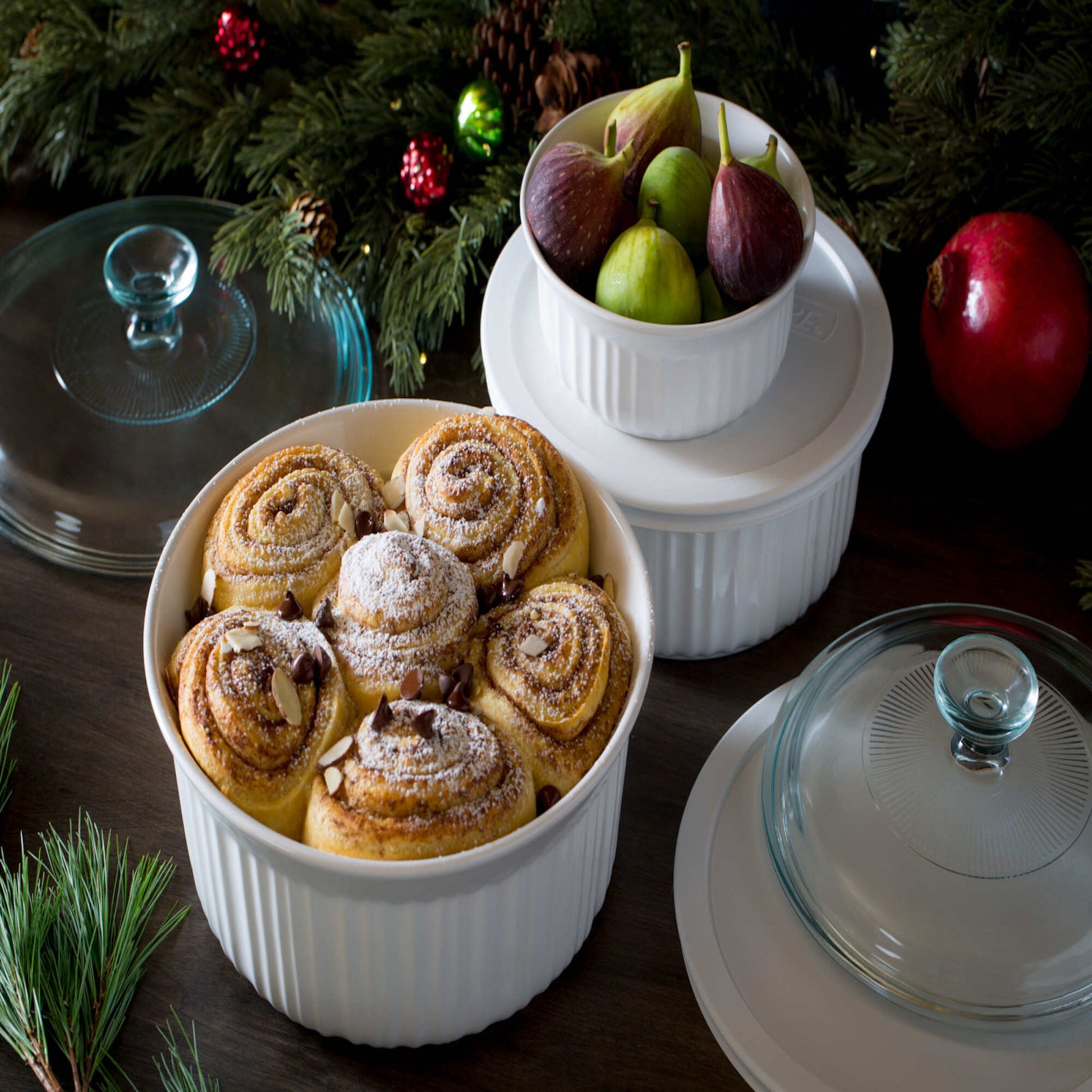 Set 5 Fuentes con Tapa de Vidrio + Plástico French White2#Blanco