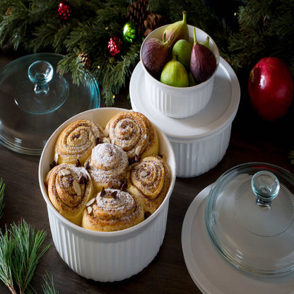 Set 5 Fuentes con Tapa de Vidrio + Plástico French White2#Blanco