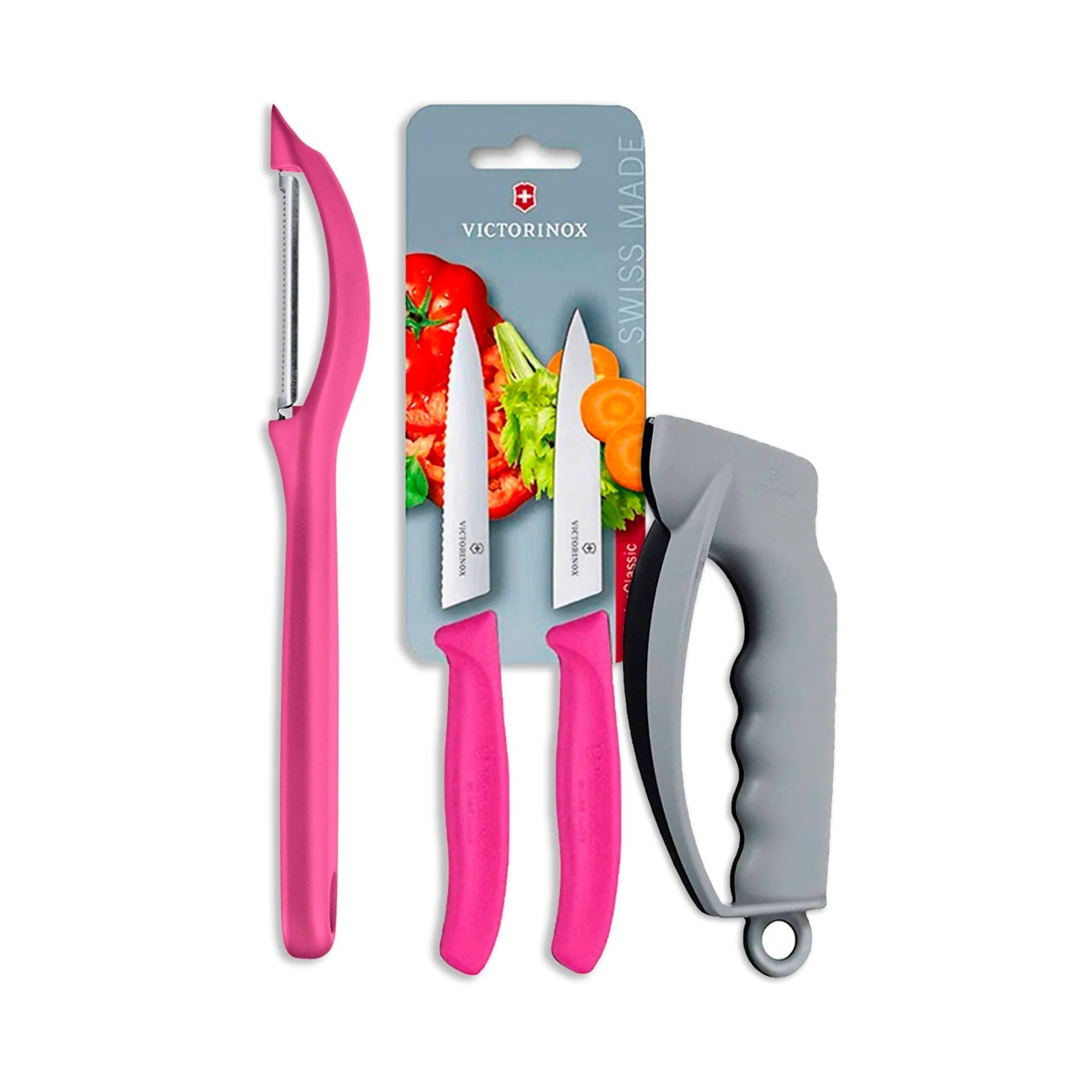 Set Cuchillos + Pelador + Afilador2#Rosado