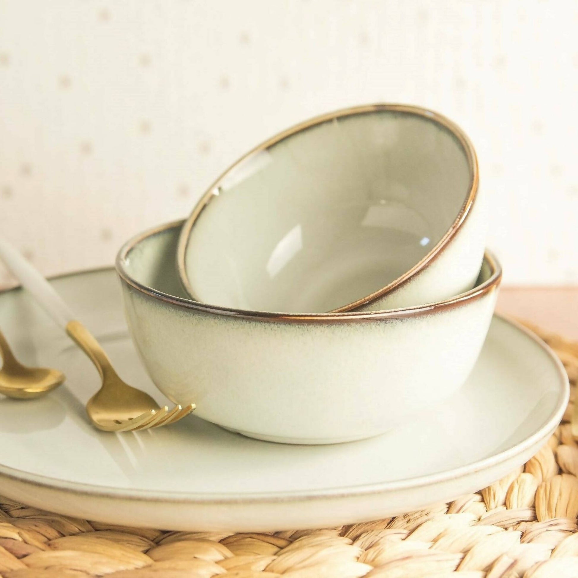 Juego Loza Beige Borde Vintage 30 Pzs1#Beige