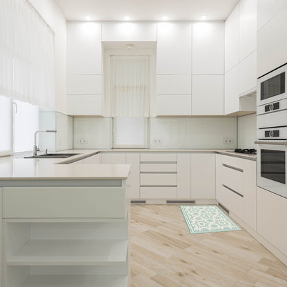 Alfombra De Cocina Flor Hindu Turquesa 50 x 70 cm