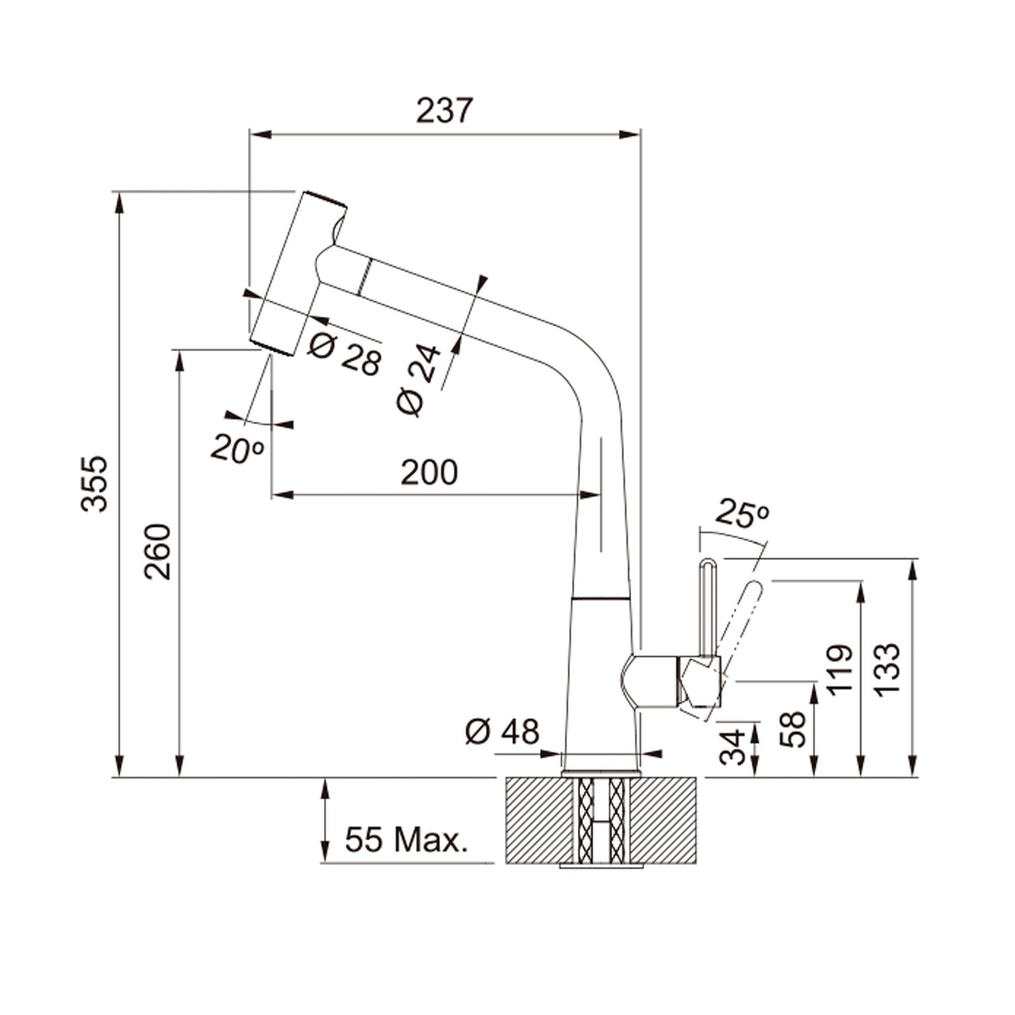 Grifería ICON DOCCIA BLACK MATT8#Negro