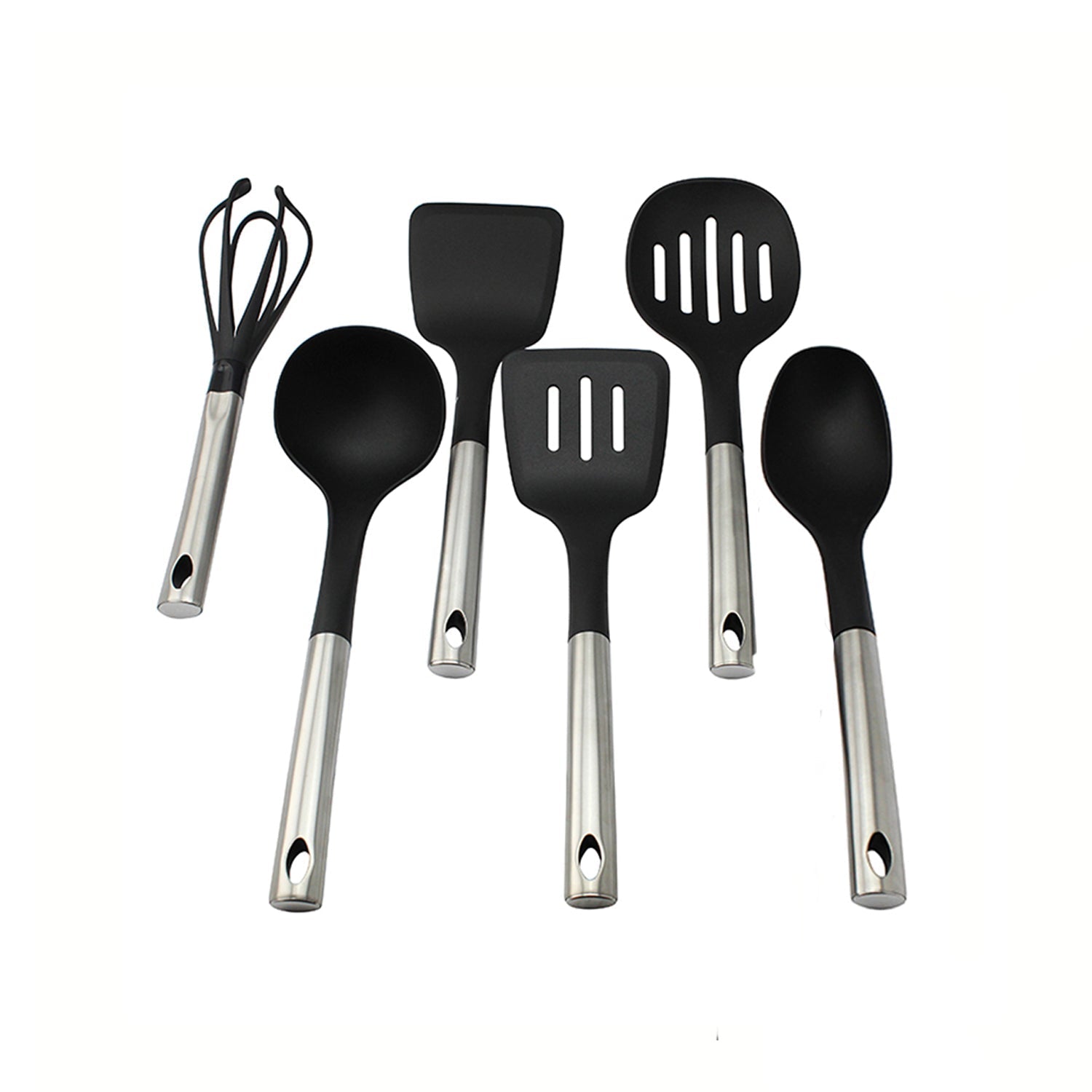 Set 6 Utensilios de Cocina Silicona-Acero Inoxidable1#Negro