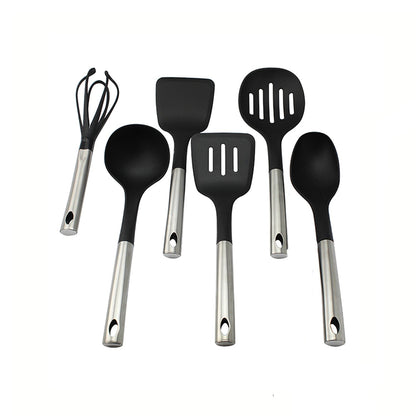 Set 6 Utensilios de Cocina Silicona-Acero Inoxidable1#Negro