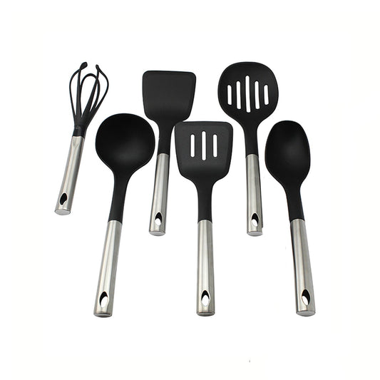 Set 6 Utensilios de Cocina Silicona-Acero Inoxidable1#Negro