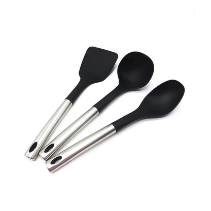 Set 6 Utensilios de Cocina Silicona-Acero Inoxidable3#Negro
