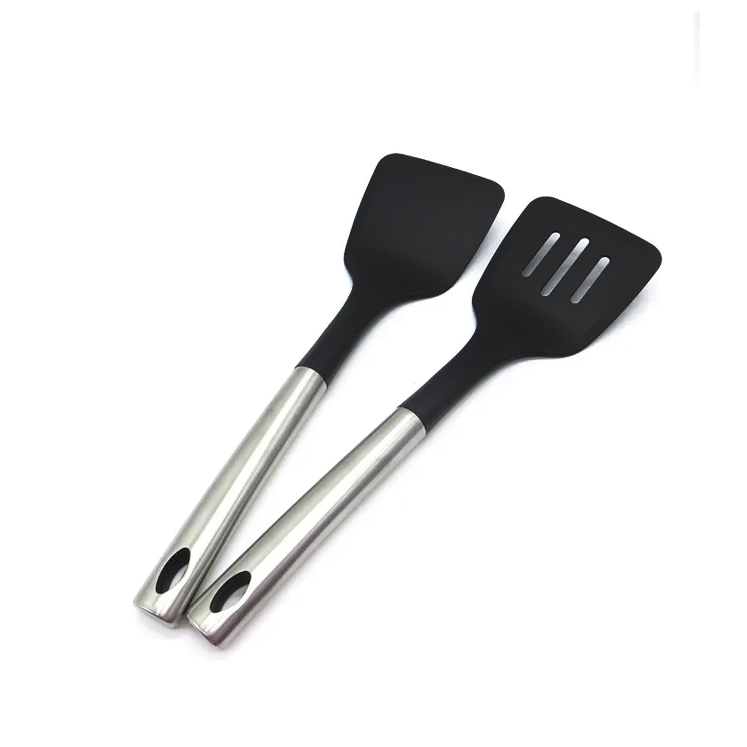 Set 6 Utensilios de Cocina Silicona-Acero Inoxidable4#Negro