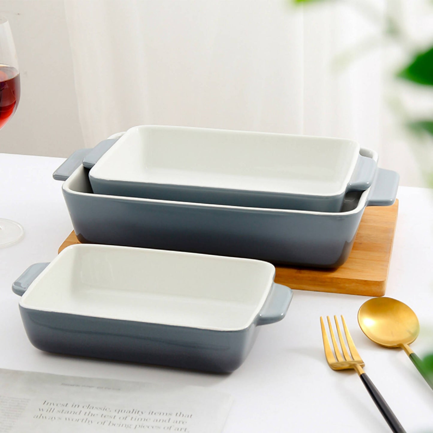 Set 3 Fuentes Cerámica para Horno2#Celeste