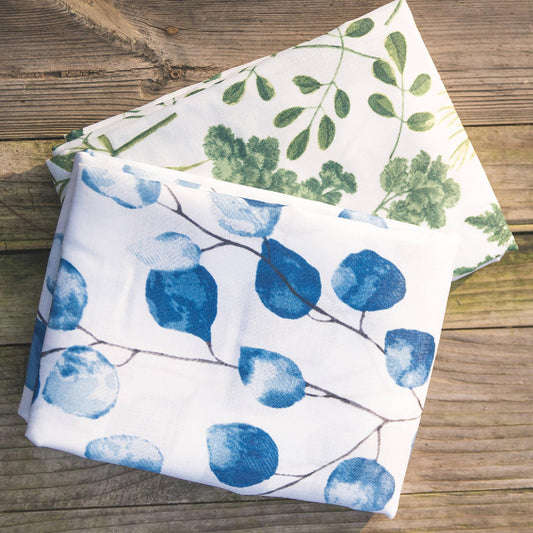 Set 2 Mantel Antimanchas Botánico y Eucalipto1#Blanco