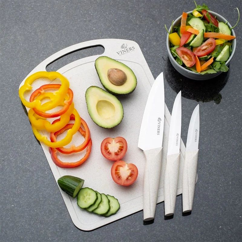 Set 3 Cuchillos con Tabla Organic3#Beige